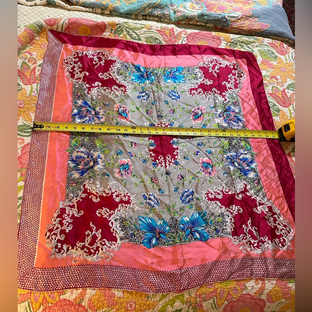 Vintage pink blue floral scarf
